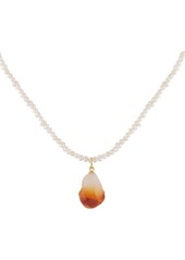 Trina Turk SANDRALEXANDRA  SANDRALEXANDRA XL GLASS BAROQUE PEARL & PEARL NECKLACE / AMBER