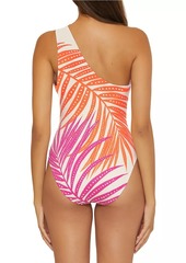 Trina Turk Sheer Tropics One-Shoulder One-Piece Swimsuit