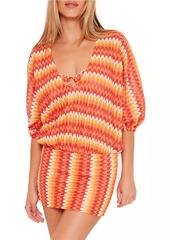 Trina Turk Stripe Blouson Cover-Up Tunic