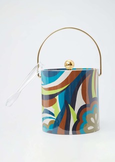 THIRD PARTY  TRINA TURK FONDA FLORAL PRINT ICE BUCKET WITH TONGS / TRIBECA TEAL MULTI