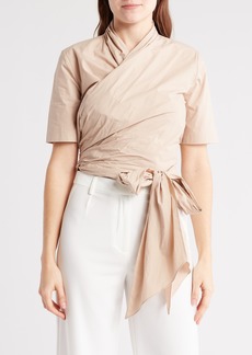 Trina Turk Bates Cotton Wrap Top in Flawless Beige at Nordstrom Rack