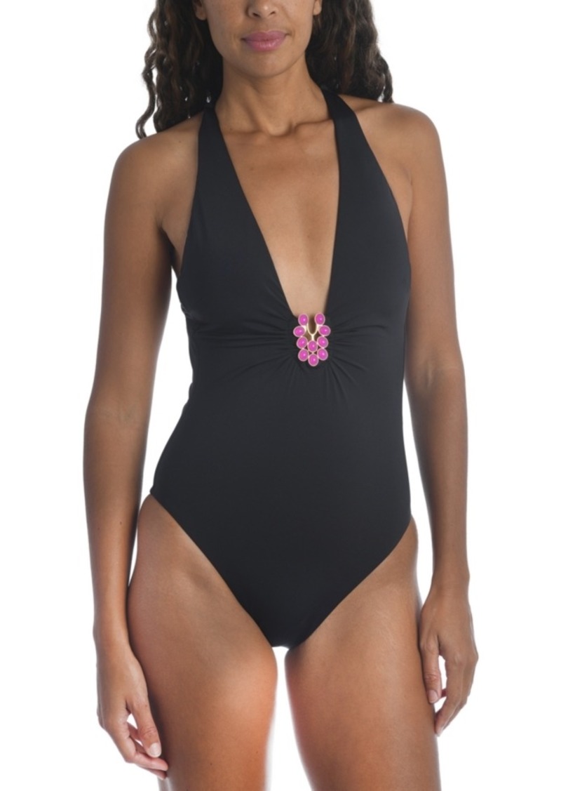 Bijou Solid Plunge One Piece Swimsuit Women S Swimsuit 40 Off