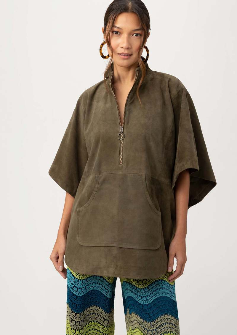 TRINA TURK  BODHI PONCHO / DARK OLIVE