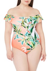 Trina Turk Costa de Prata Off the Shoulder One-Piece Swimsuit (Plus Size)