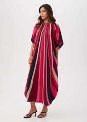 Trina Turk Jalani Silk Maxi Caftan Dress With Dolman Sleeves / Fairy Fuchsia Multi L