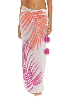 Trina Turk Sheer Tropics Embroidered Mesh Cover-Up Skirt