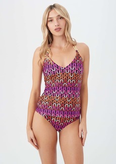 Trina Turk Swim Women's Echo Chain Halter Tankini Swim Top / Multi 12