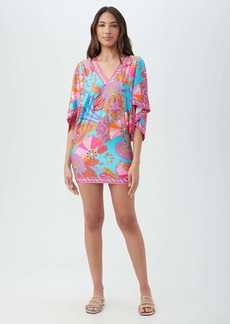 TRINA TURK SWIM  WOMEN'S MEILANI V-NECK CASABLANCA TUNIC SWIM COVER-UP DRESS / MULTI