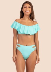 TRINA TURK SWIM  MONACO SOLIDS OFF THE SHOULDER BANDEAU / SKY