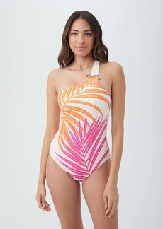 Trina Turk Swim Women's Sheer Tropics One Shoulder One Piece Swimsuit / Multi 2