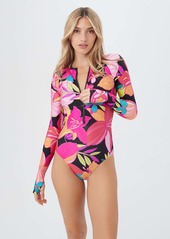 Trina Turk Swim Women's Solar Floral Long Sleeve Zip Up One Piece Paddle Suit / Multi S