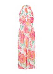 Trina Turk Swim Women's Poppy Sleeveless Halter Midi Dress / White Multi XL