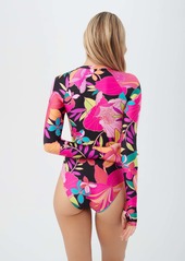 Trina Turk Swim Women's Solar Floral Long Sleeve Zip Up One Piece Paddle Suit / Multi S