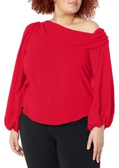 Trina Turk Women's Asymmetrical one Shoulder Blouse  Extra Small