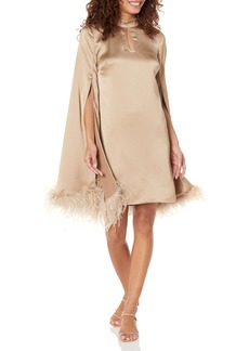 Trina Turk Women's Cape Sleeve Dress with Feathers