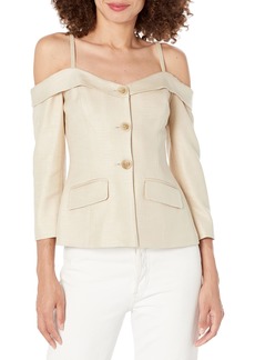 Trina Turk Women's Laine Jacket Top with Cold Shoulder Sleeve