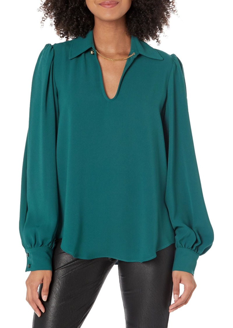 Trina Turk Women's Long Sleeve Blouse with Gold Chain