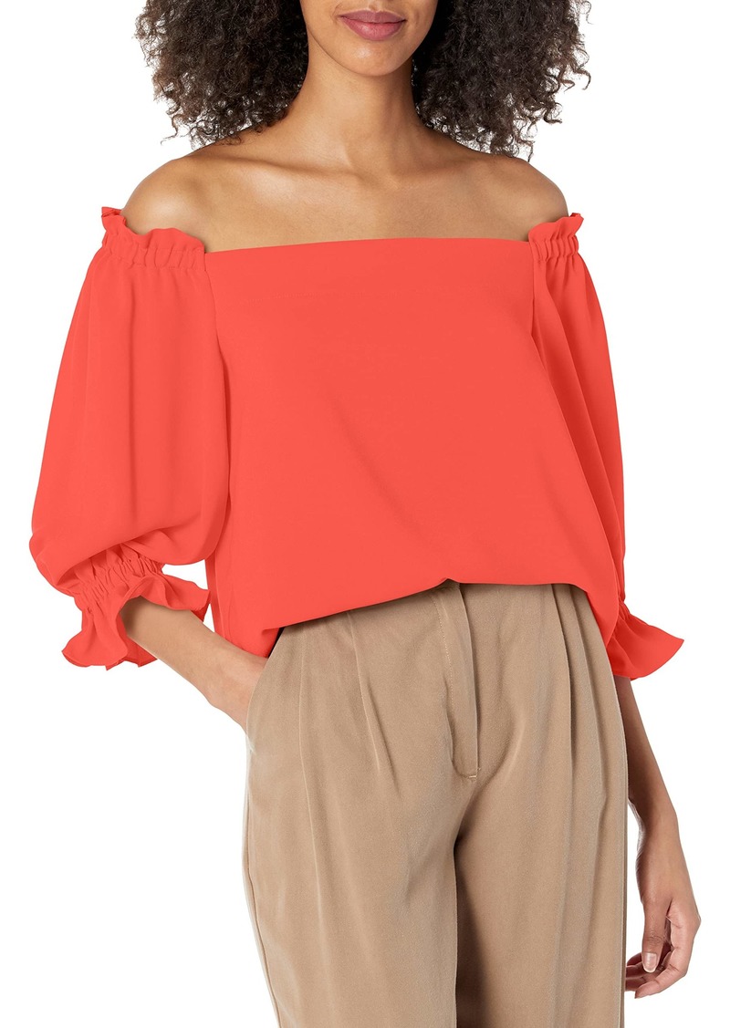 Trina Turk Women's Loose Fit Off The Shoulder Long Sleeve