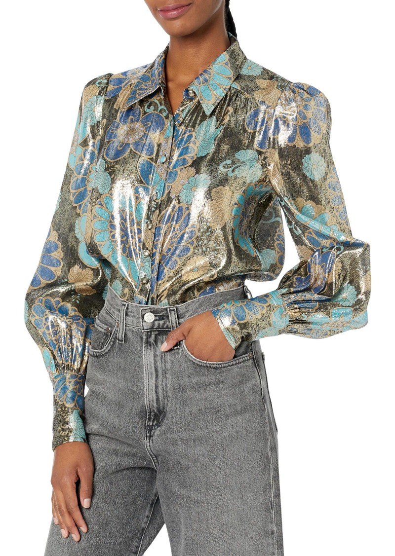 Trina Turk Women's Metallic Button up Blouse