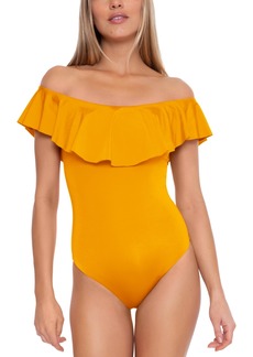 Trina Turk Women's Monaco Off-The-Shoulder Ruffled One-Piece Swimsuit - Mellow Yellow