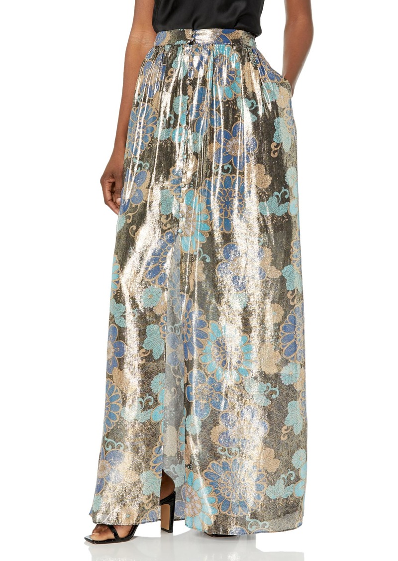 Trina Turk Women's Printed Metallic Silk Maxi Skirt