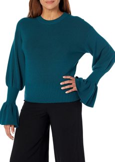Trina Turk Women's Ruffled Sleeve Sweater  Extra Large
