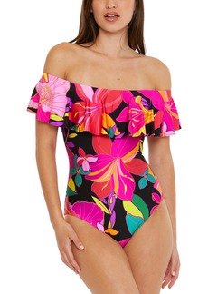 Trina Turk Women's Solar Floral Ruffled Off-The-Shoulder One-Piece Swimsuit - Multi