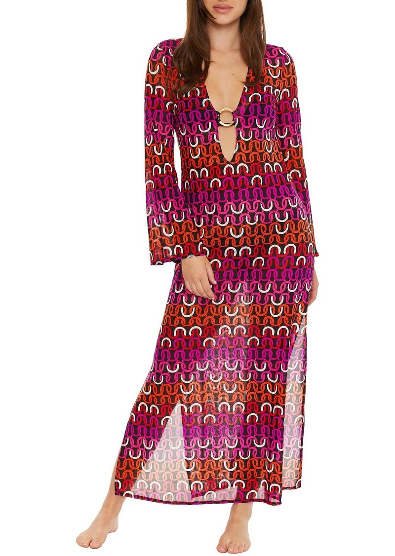 Trina Turk Women's Standard Echo Mesh Maxi Dress Casual Loose Long Sleeve Beach Cover Ups