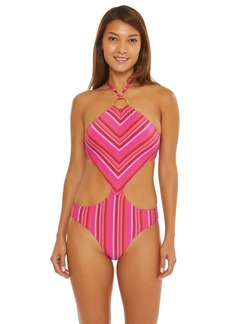 Trina Turk Women's Standard Marai High Neck One Piece Swimsuit-Cut Out Bathing Suits
