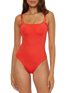 Trina Turk Women's Standard Monaco Buckle One Piece Swimsuit Scoop Neck Adjustable Bathing Suits
