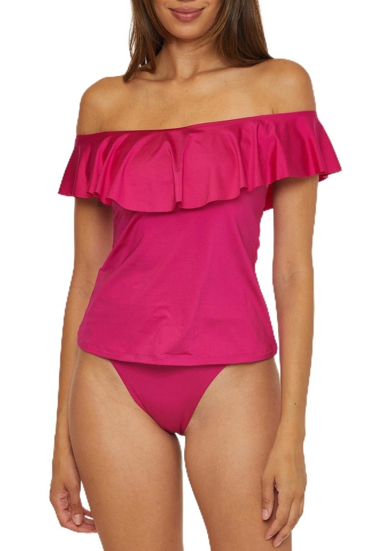 Trina Turk Women's Standard Monaco Ruffle Tankini Off Shoulder Beach Cover Ups