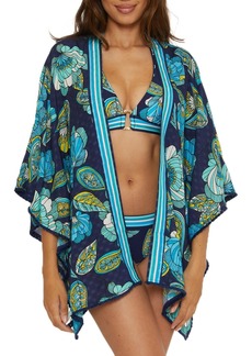 Trina Turk Women's Standard Pirouette Open Front Tunic Floral Print Casual Beach Cover Ups