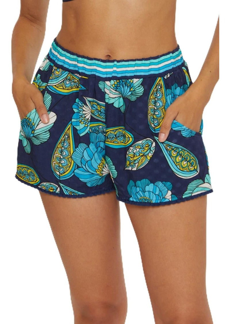 Trina Turk Women's Standard Pirouette Shorts Floral Print Side Pockets Casual Beach Cover Ups