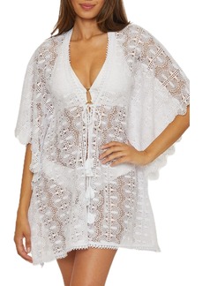 Trina Turk Women's Standard Voila Lace Up Caftan Plunge V-Neck Tie Front Casual Beach Cover Ups