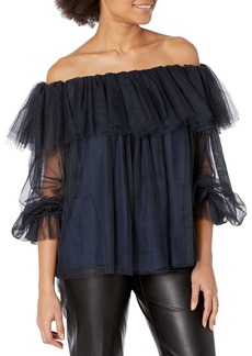 Trina Turk Women's Tulle Off The Shoulder top  Extra Large