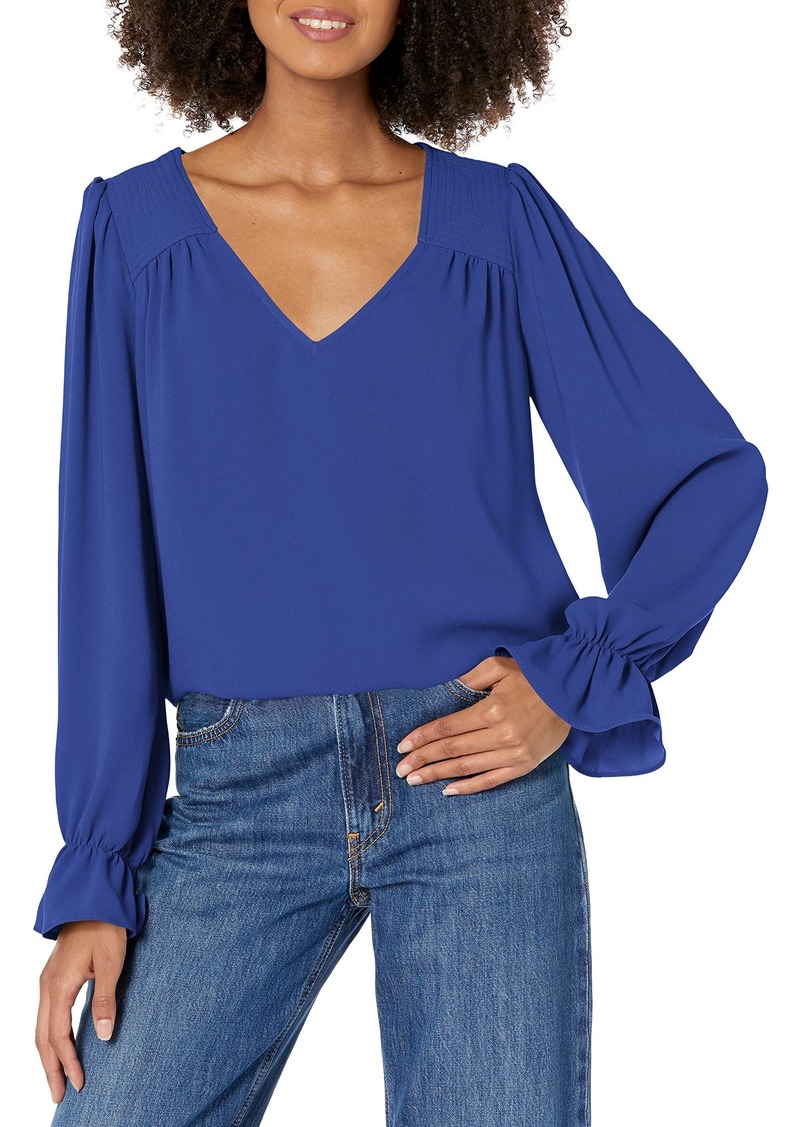 Trina Turk Women's V Neck Long Sleeve Blouse