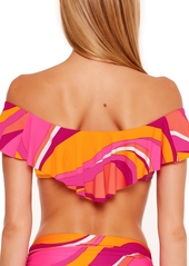Trina Turk Women's Vivid Vista Printed Ruffled Bandeau Bikini Top, Created for Macy's - Multi