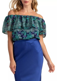 Trina Turk Wisdom Embroidered Off-the-Shoulder Top