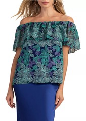 Trina Turk Wisdom Embroidered Off-the-Shoulder Top