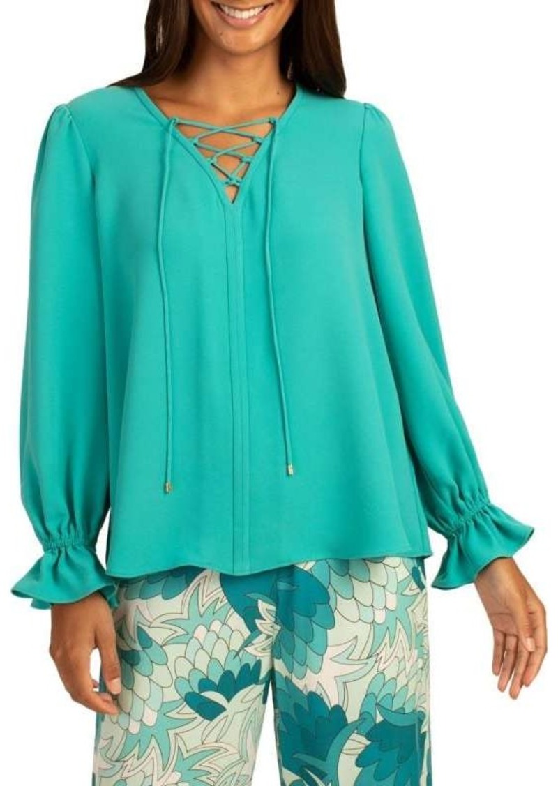 Trina Turk Zahara Lace Up Peasant Top