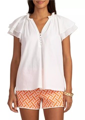 Trina Turk Zandy Flutter-Sleeve Cotton Top