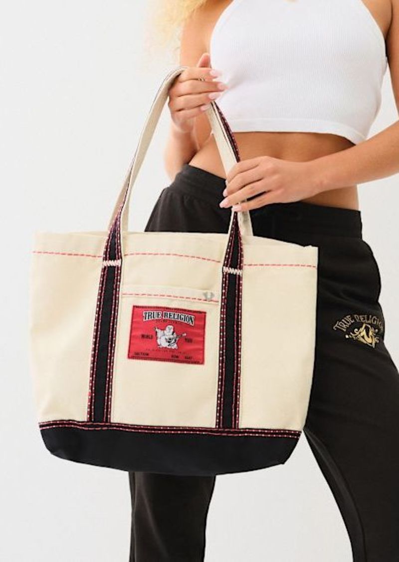 True Religion Buddha Logo Boat Tote Bag