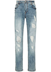 True Religion distressed ripped slim-fit jeans