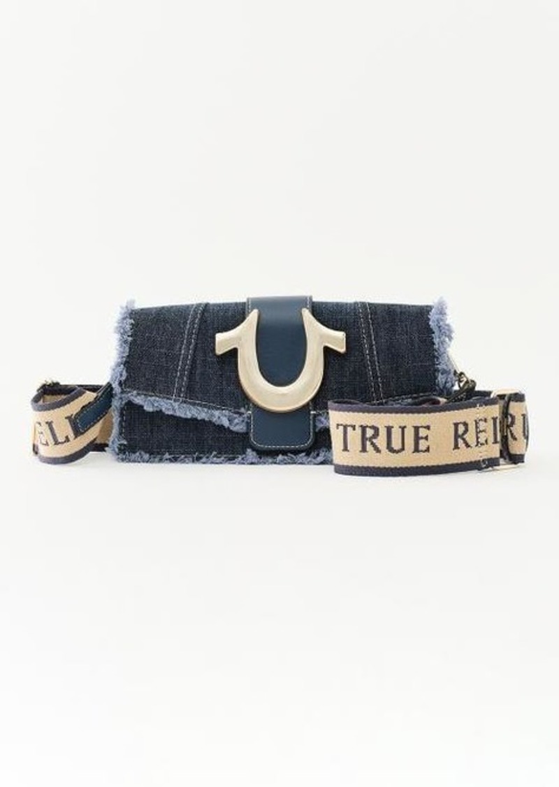 True Religion Frayed Denim Shoulder Bag
