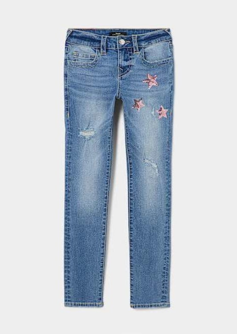 True Religion Girls Halle Sequin Star Super Skinny Jean