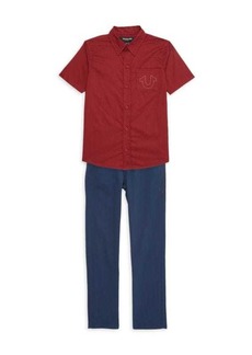 True Religion Little Boy's 2-Piece Button Up Shirt & Jeans Set