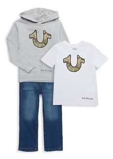 True Religion Little Boy's 3-Piece Logo T-Shirt, Hoodie & Jeans Set