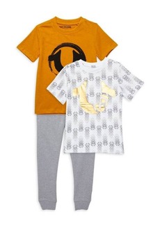 True Religion Little Boy's 3-Piece Logo Tees & Joggers Set