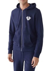 True Religion Logo Cotton-Blend Zip-Up Hoodie