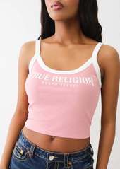 True Religion Women's Logo Ringer Baby Tank Top